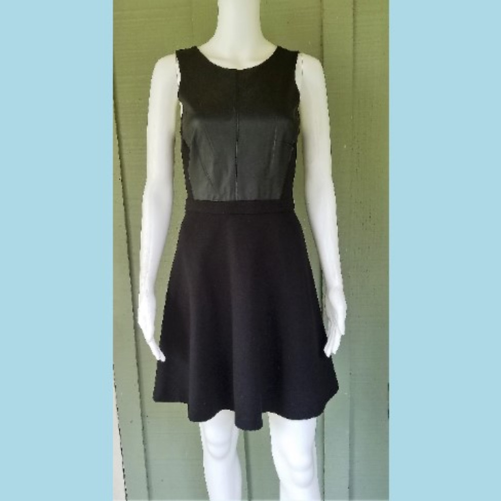 CLUB MONACO Black Leather Top Dress 0